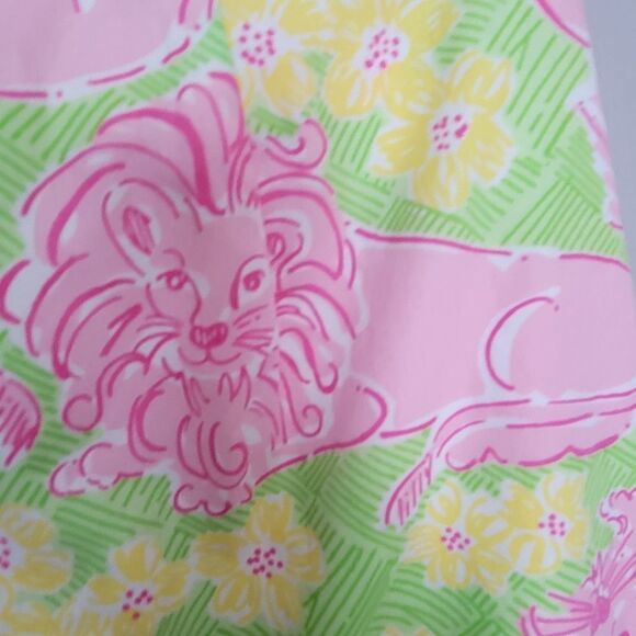 Vintage Lilly Pulitzer mini skirt lion  print lime green and yellow, pink Size 2 - Picture 3 of 7